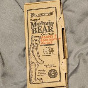 Boyds Bears Tan Mohair Bear with Plaid Bow, Adam E Bearington